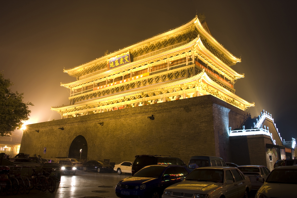 西安钟鼓楼夜景图片