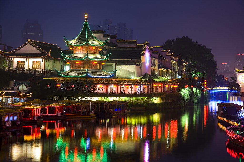 南京秦淮河夜景图片