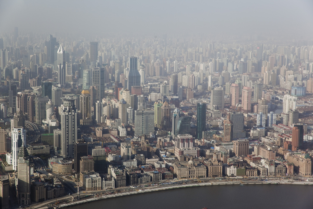 鸟瞰浦西外滩图片