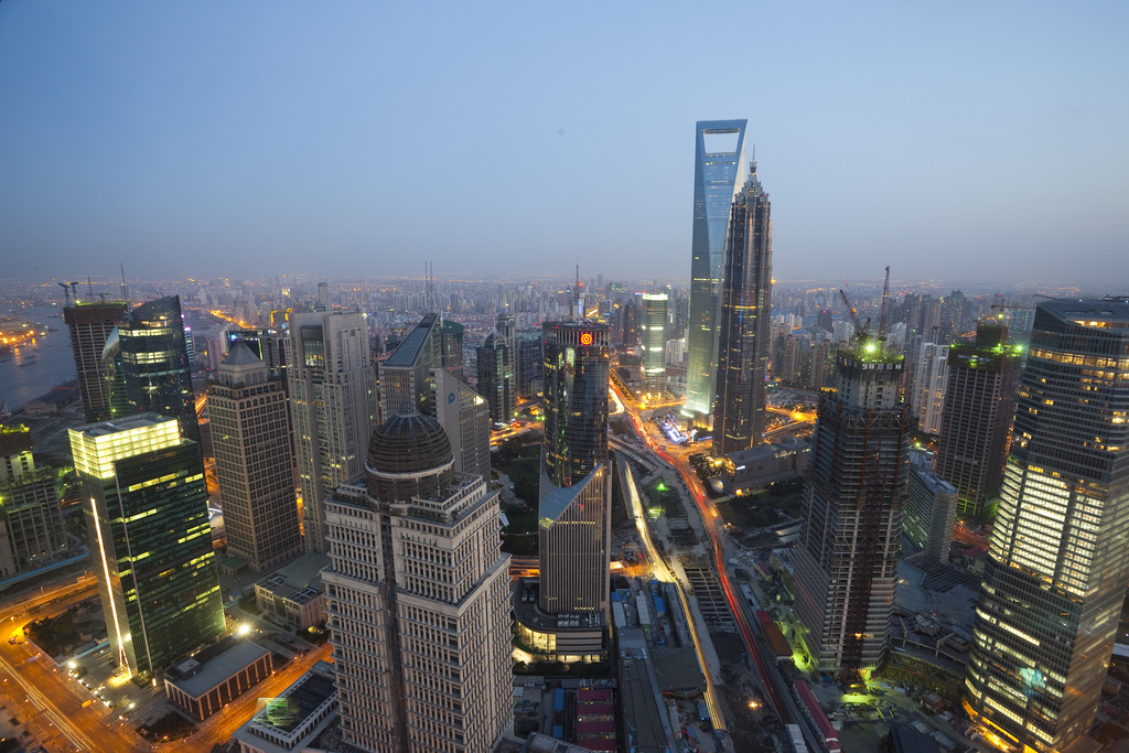 陆家嘴夜景鸟瞰图片