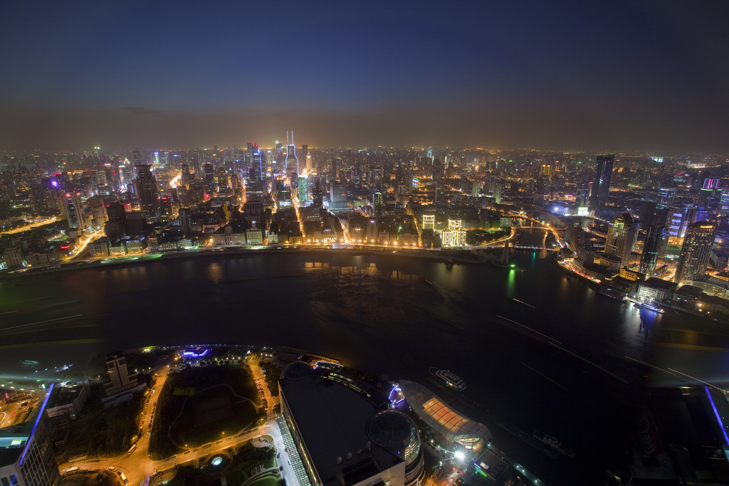 陆家嘴夜景鸟瞰图片