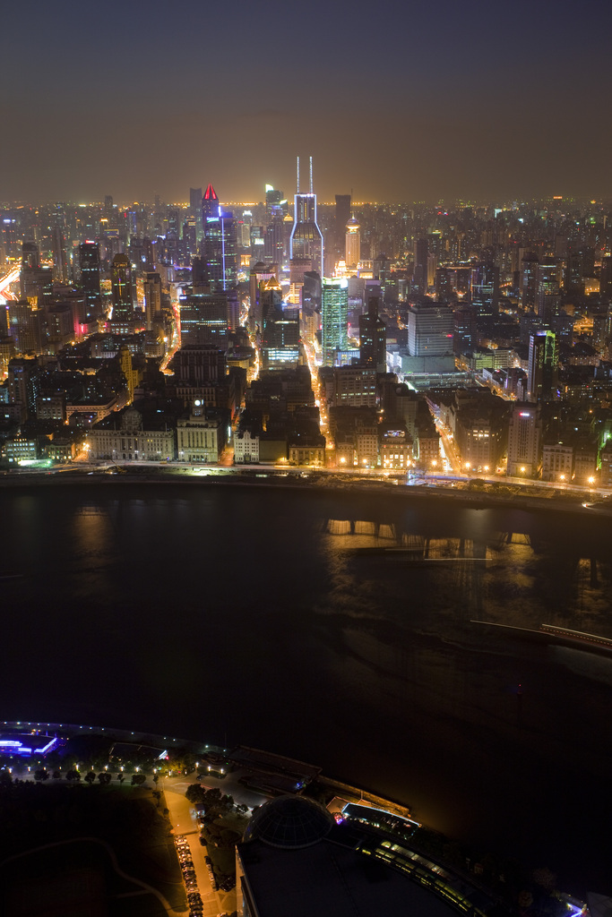 陆家嘴夜景鸟瞰图片