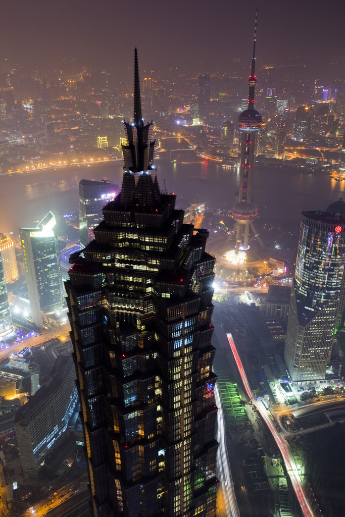 陆家嘴夜景鸟瞰图片