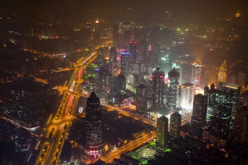 陆家嘴夜景鸟瞰图片