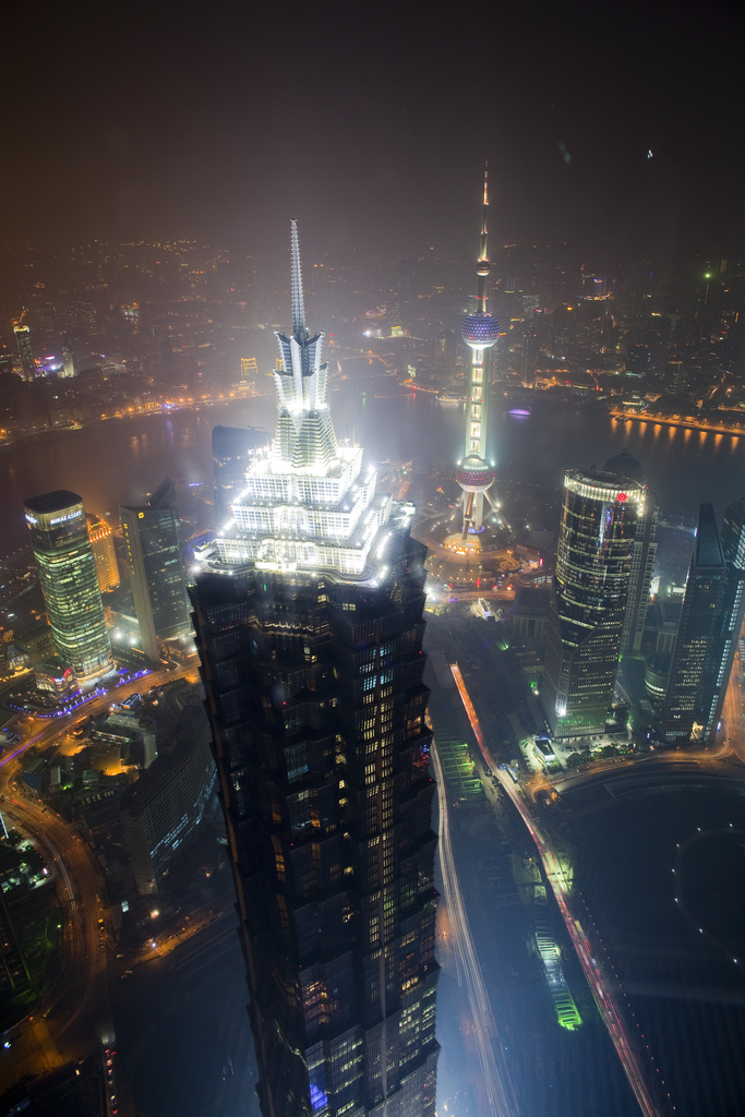 陆家嘴夜景鸟瞰图片