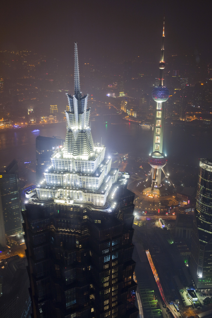 陆家嘴夜景鸟瞰图片