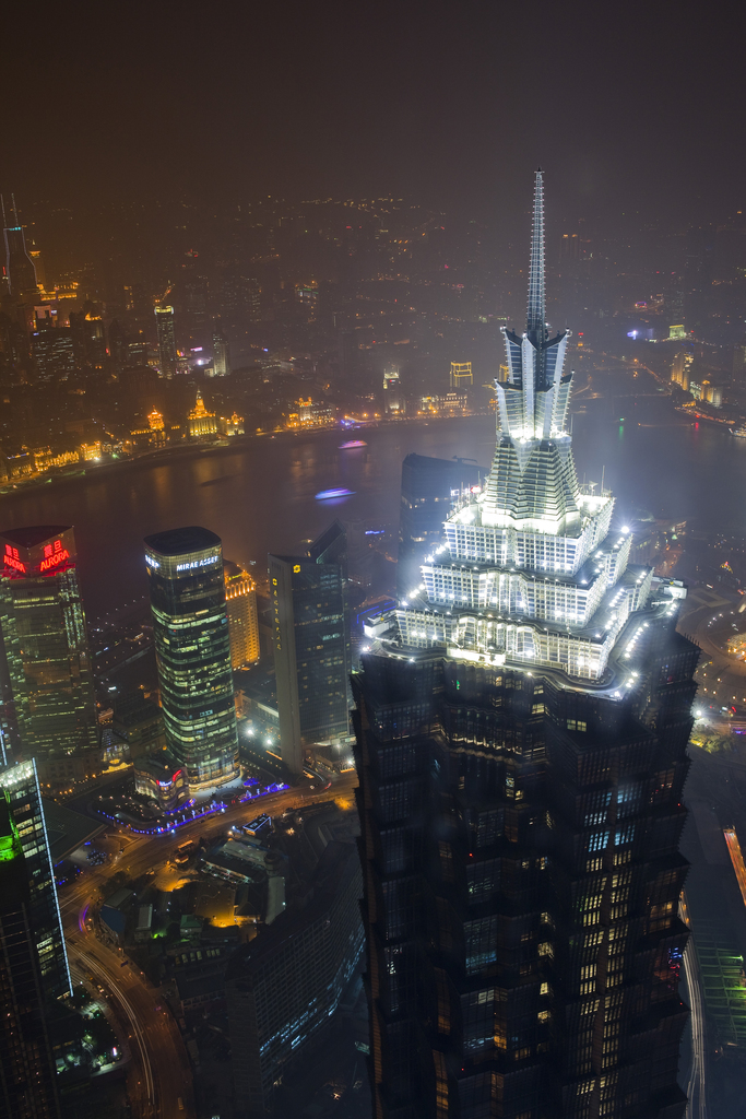 陆家嘴夜景鸟瞰图片