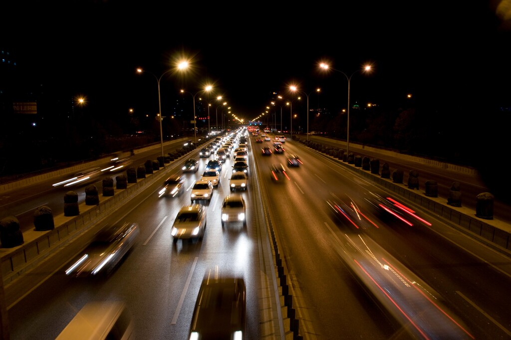 北京公路交通夜景图片