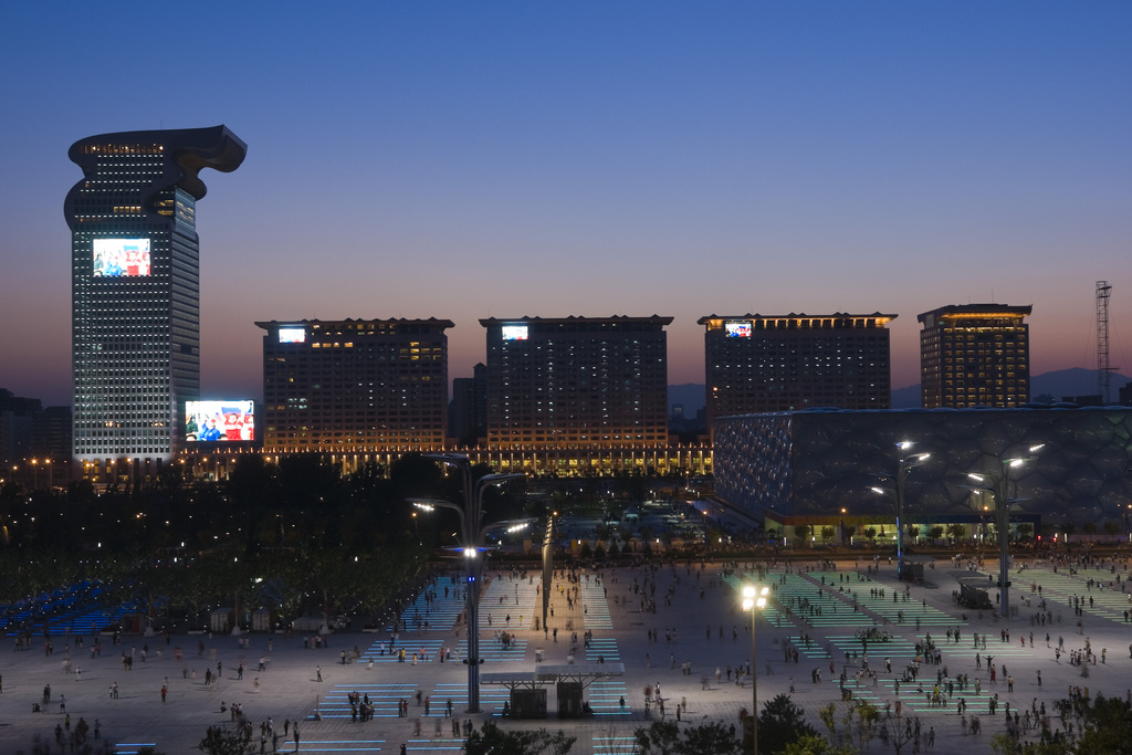 奥运场馆水立方夜景图片