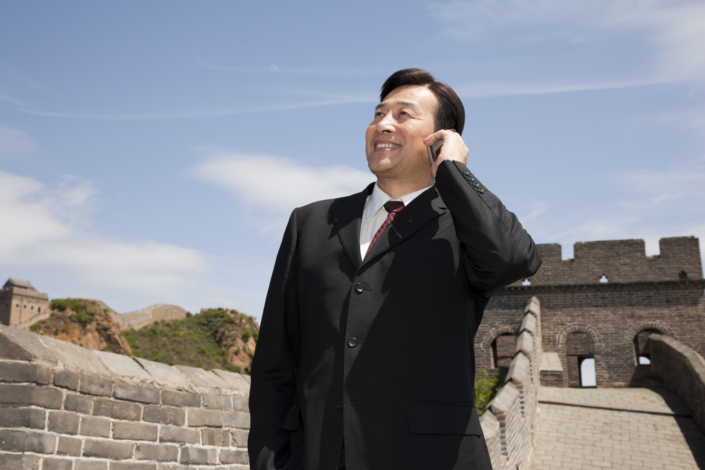 长城上的职业男士