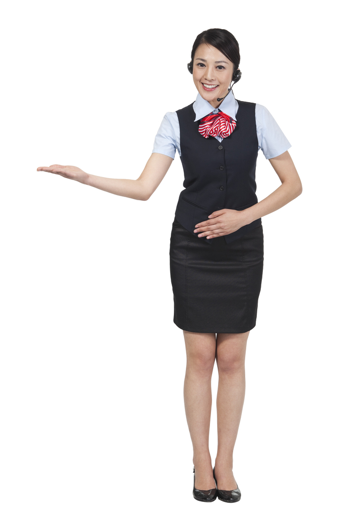 棚拍年轻女话务员在工作