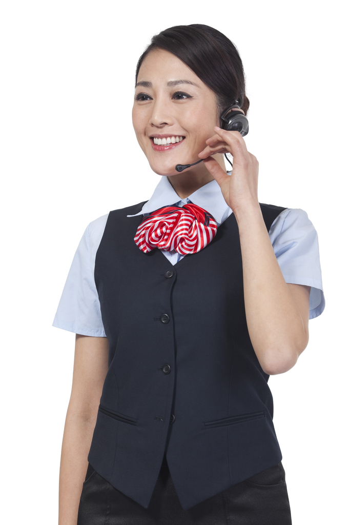 棚拍年轻女话务员在工作