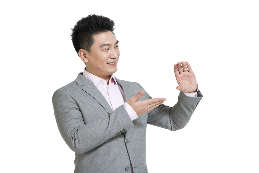 棚拍中年商务男士做手势