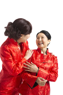 棚拍中国新年唐装母女图片