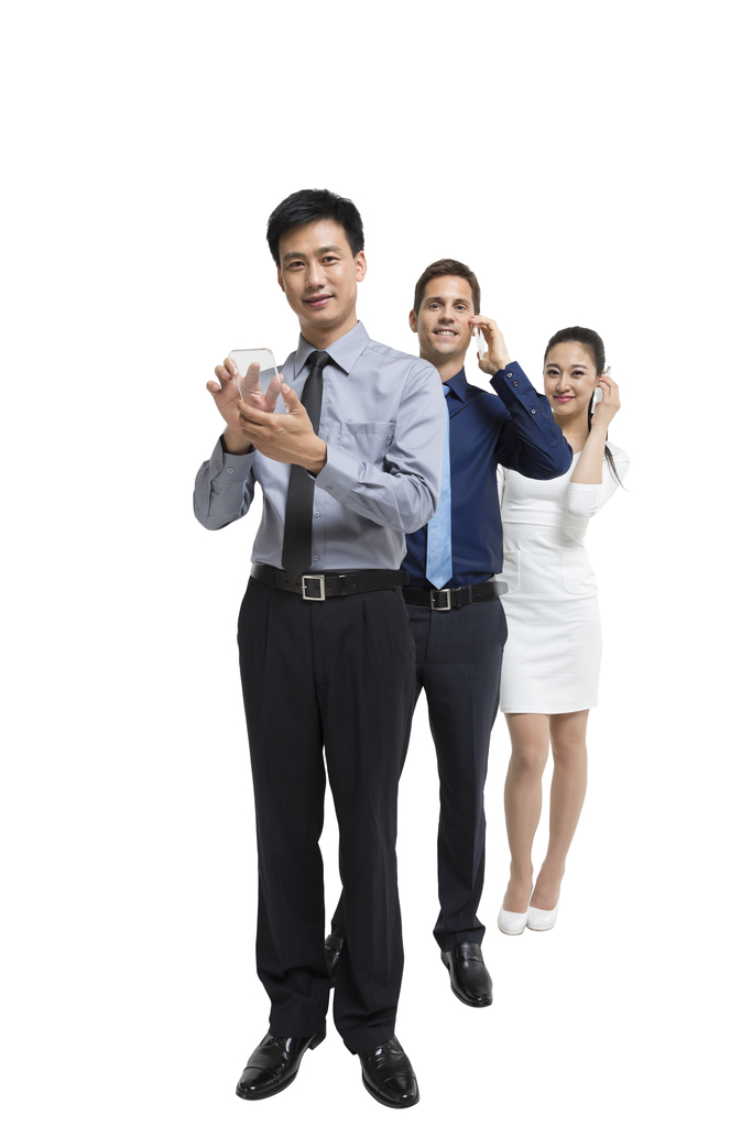 棚拍科技商务人士使用智能手机图片