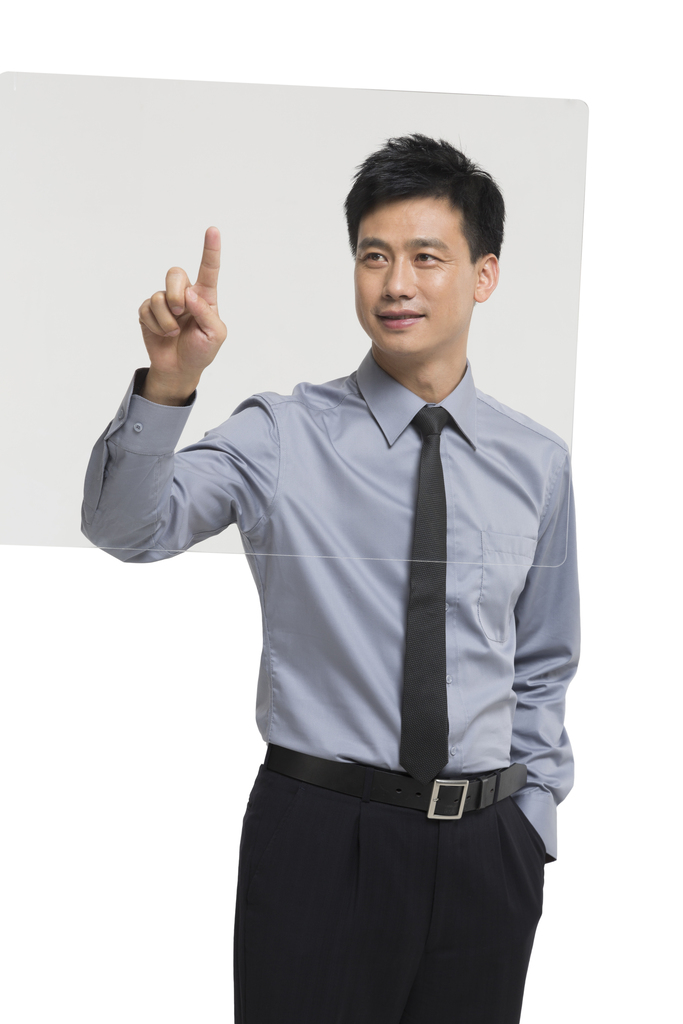 棚拍科技商务男士使用触摸屏