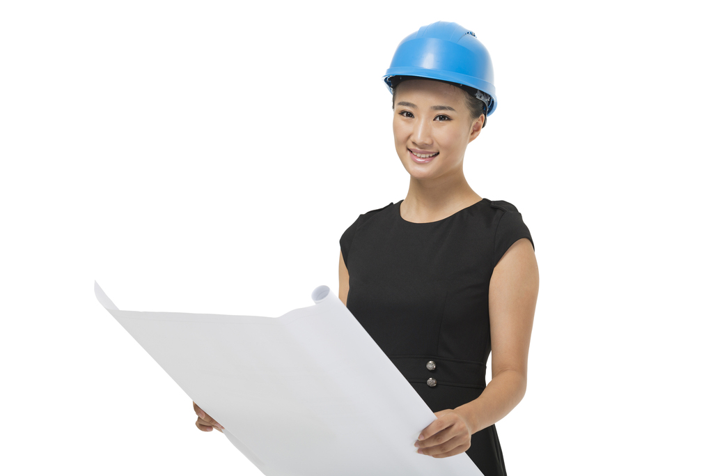 女建筑设计师拿着图纸图片
