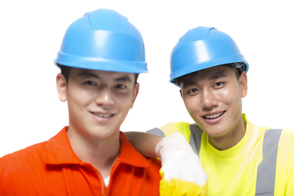 两个年轻的男建筑工人图片