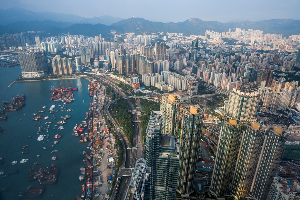 高视角看香港城市景观图片