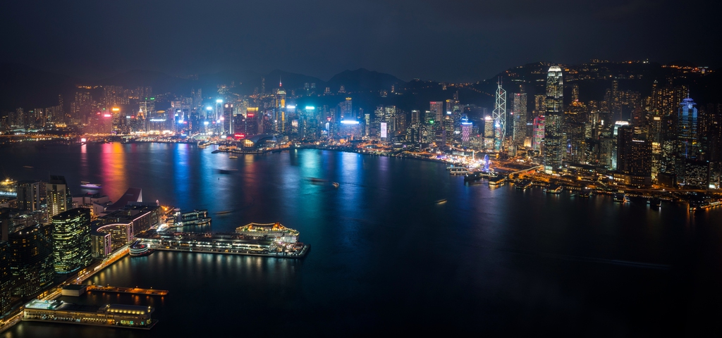 高视角看香港城市夜景图片