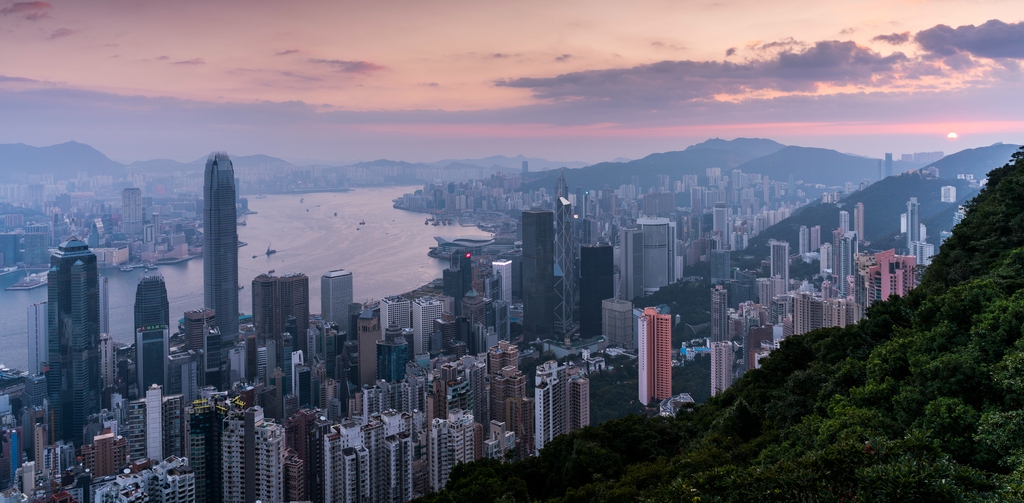 高视角看香港城市景观图片