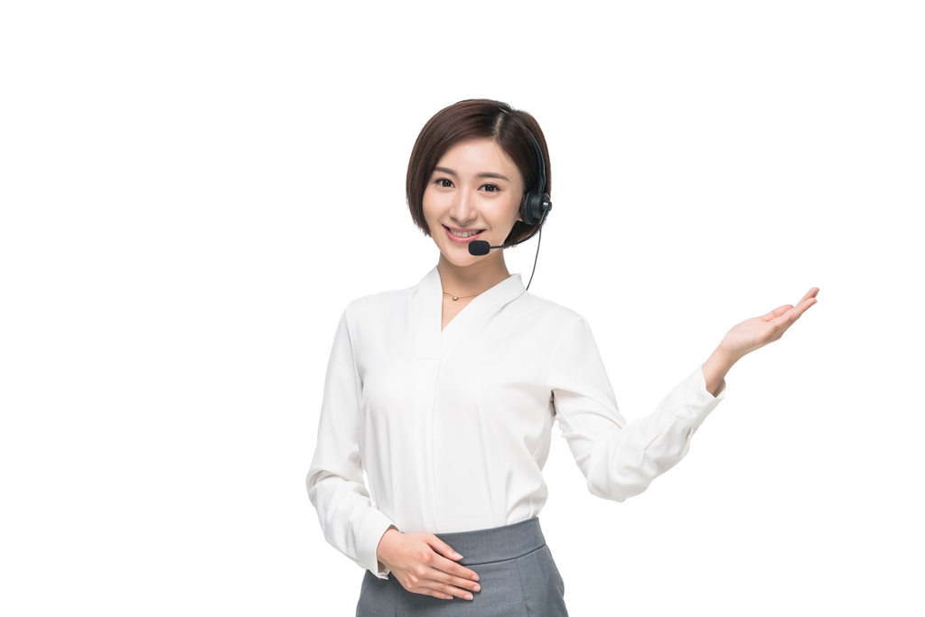 女客服人员头戴耳机