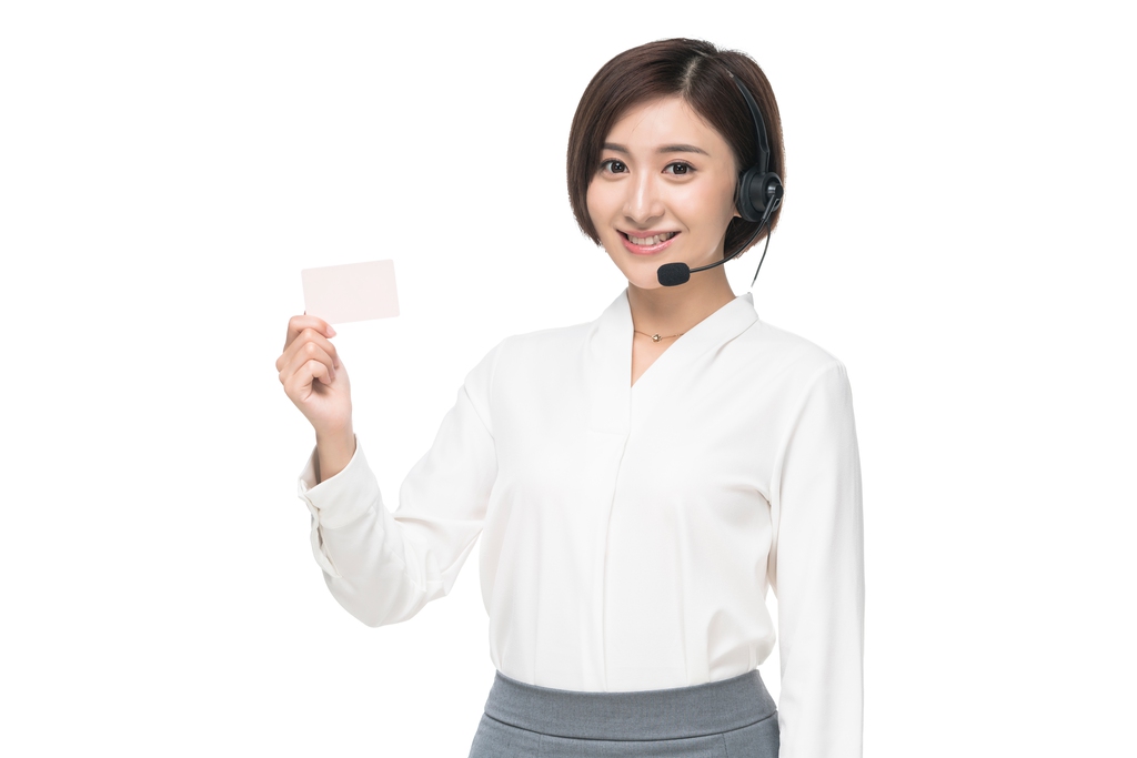 女客服人员头戴耳机