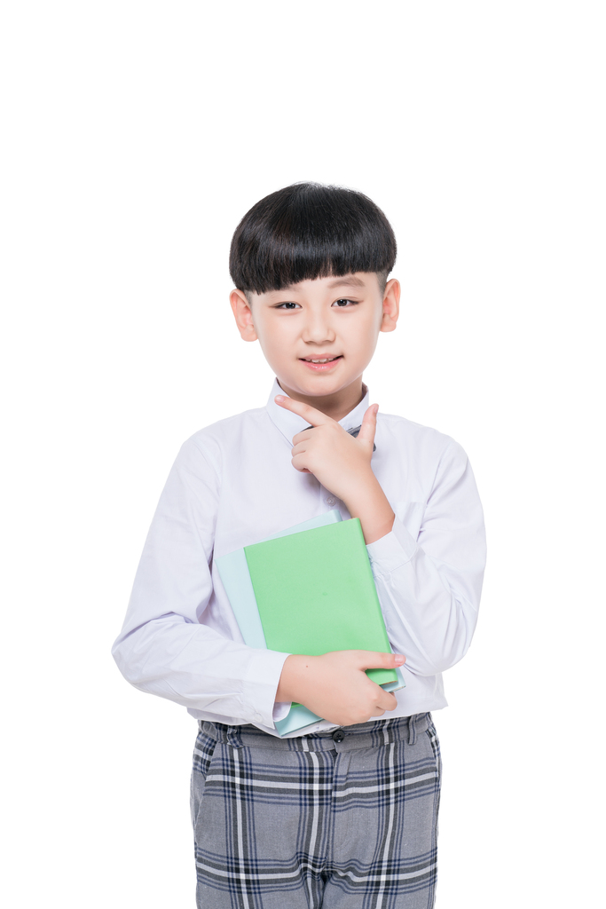 快乐的小学生手拿课本图片