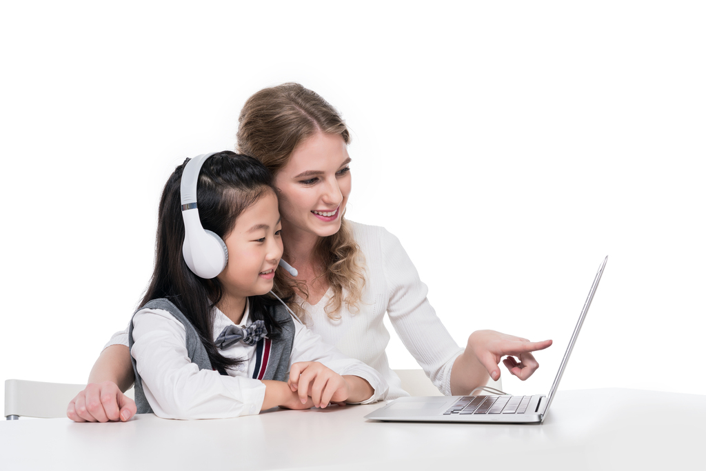 女外教和小学生图片