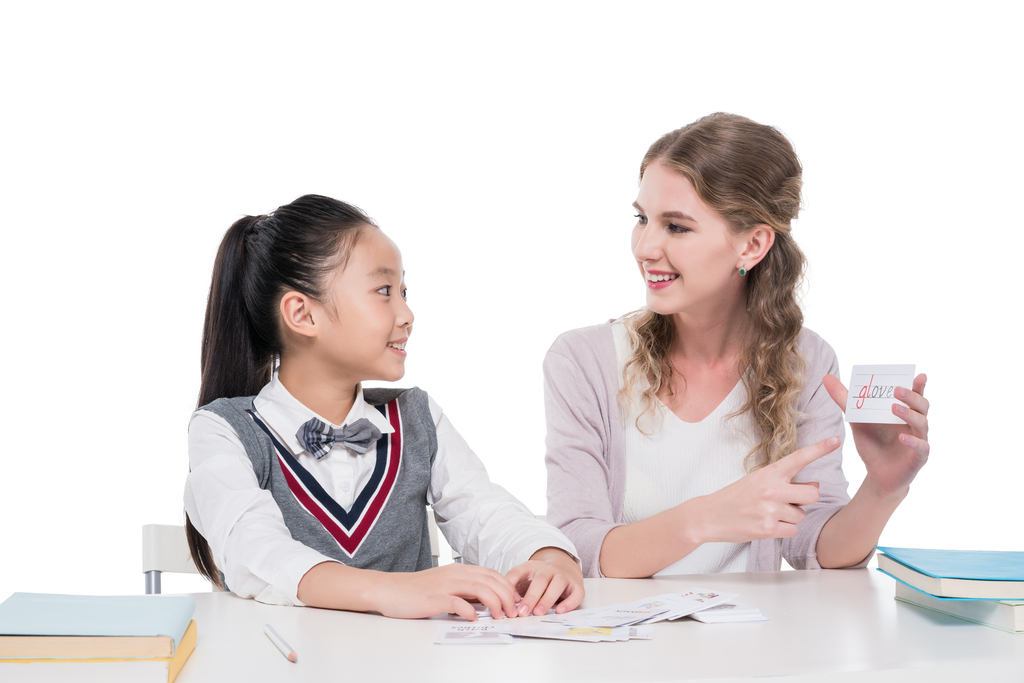 女外教和小学生图片