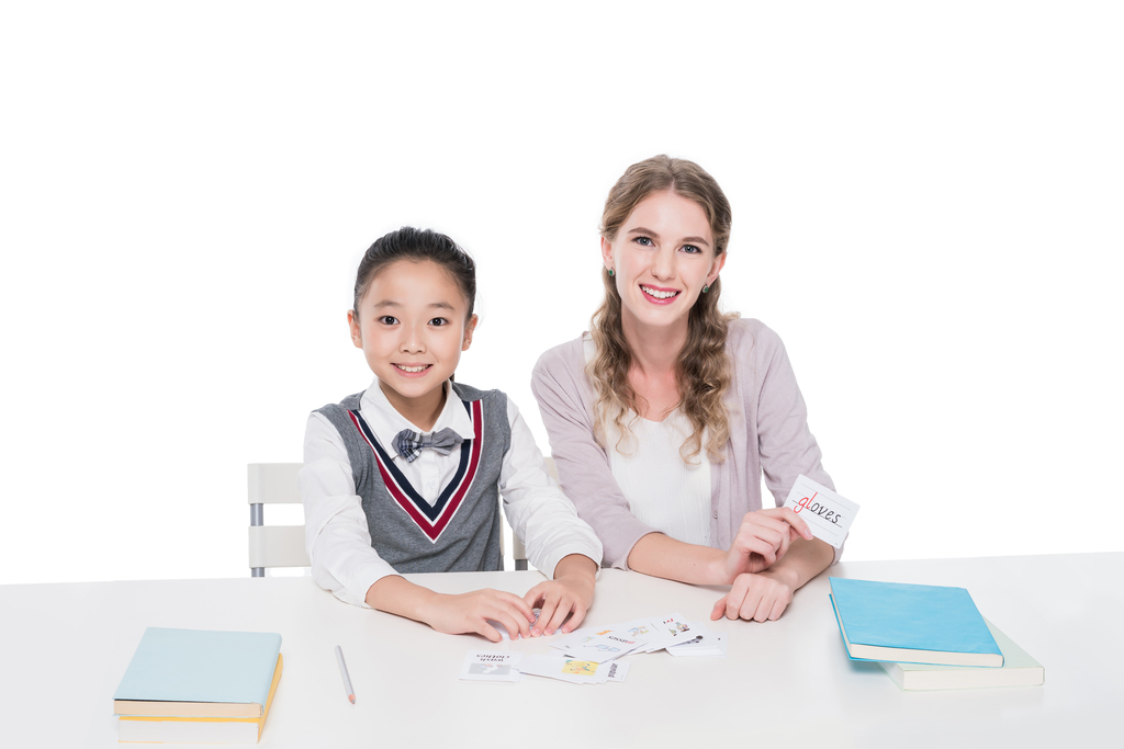 女外教和小学生图片