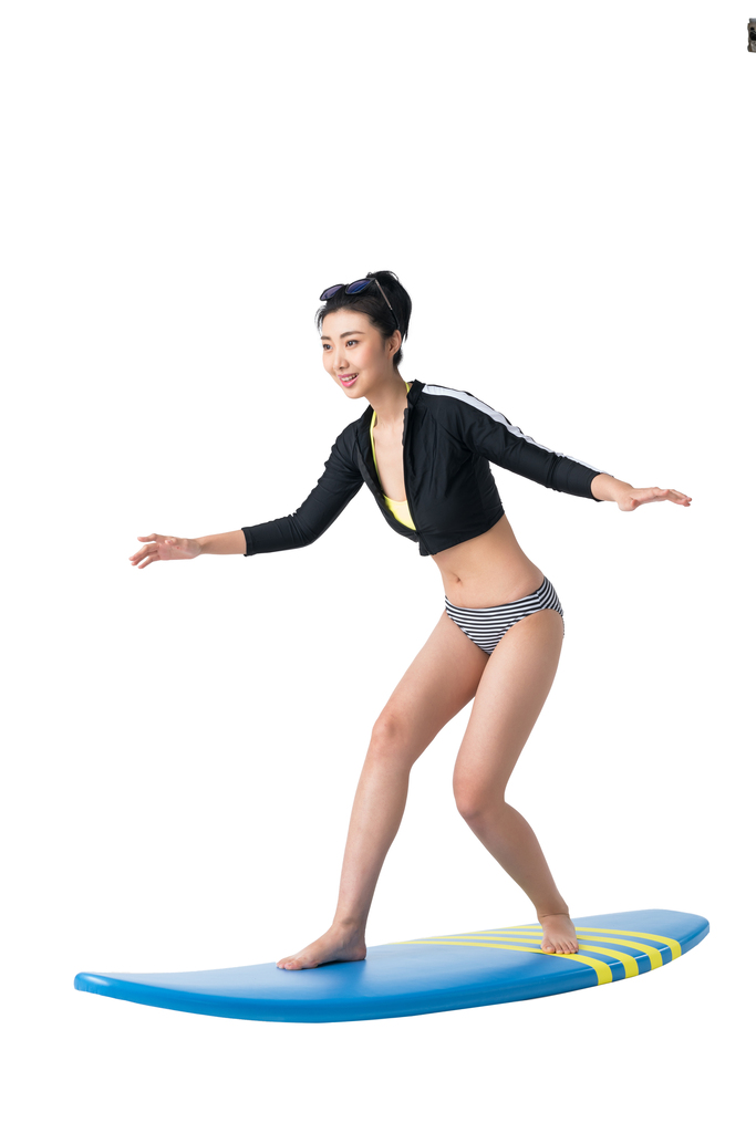 女子和冲浪板图片
