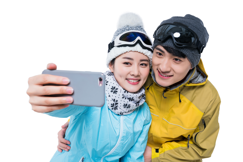 年轻情侣滑雪图片