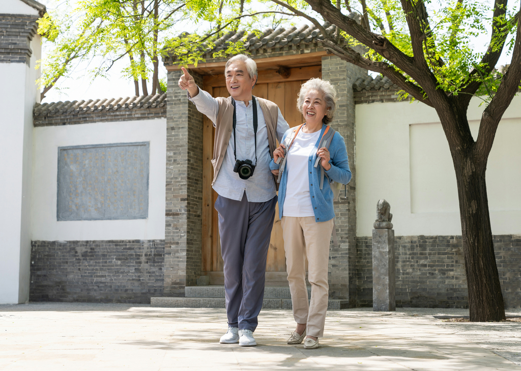 老年夫妻旅游图片