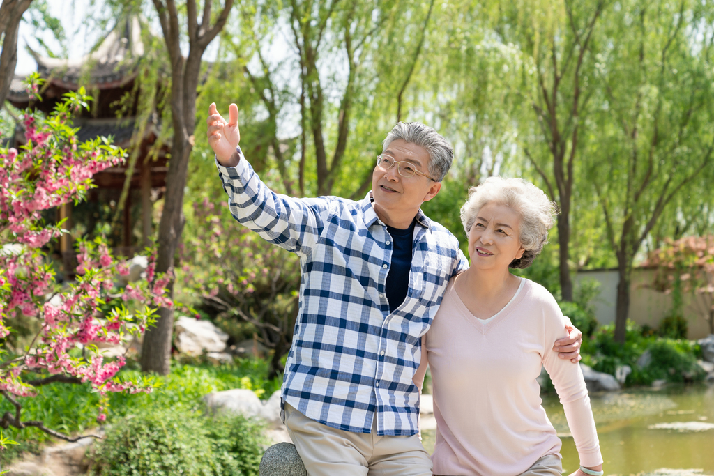 老年夫妻旅游图片