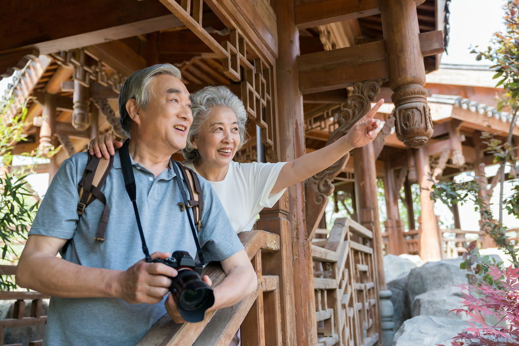 老年夫妻旅游图片