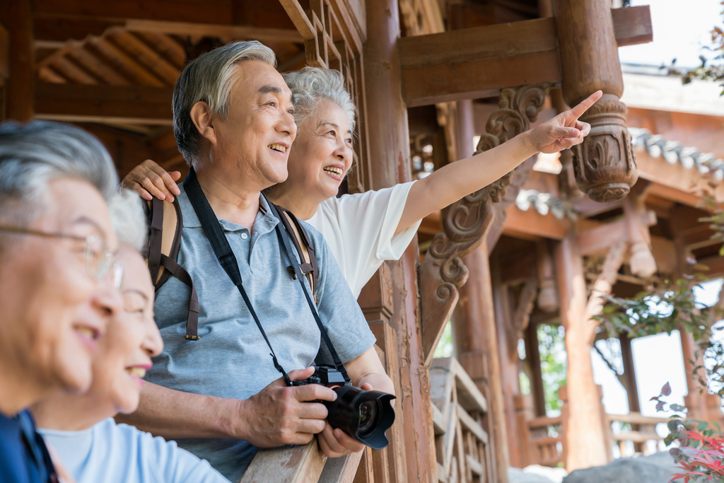 老年夫妻旅游图片