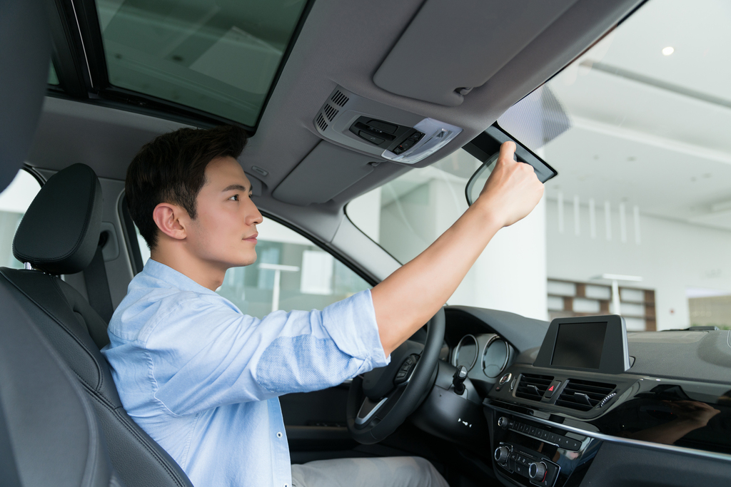 年轻商务男子驾车