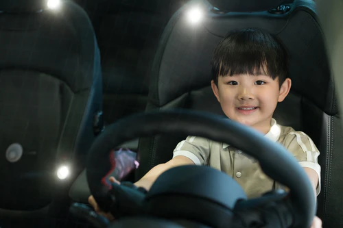 小男孩体验当司机图片