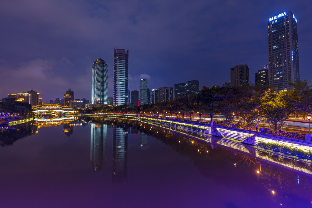 成都市安顺桥夜景图片