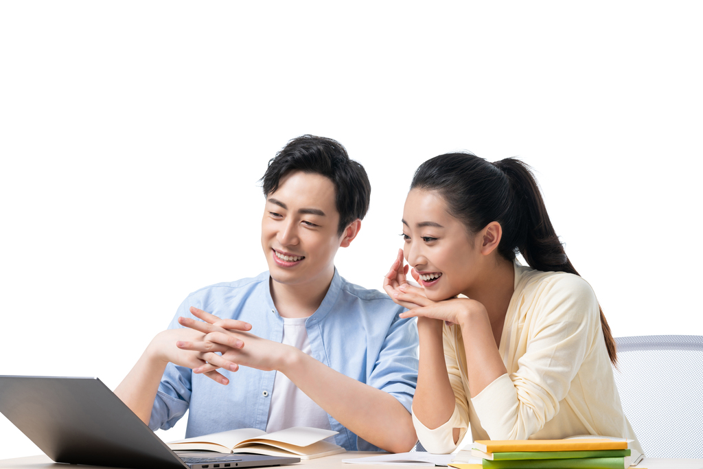 年轻男女一起学习图片