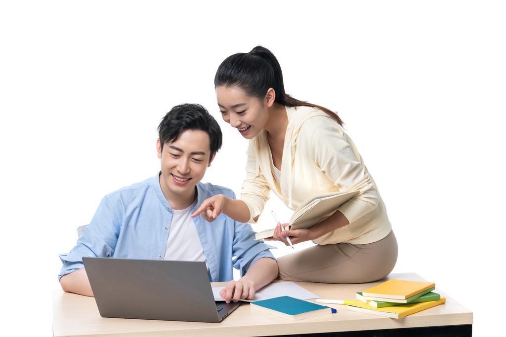 年轻男女一起学习图片