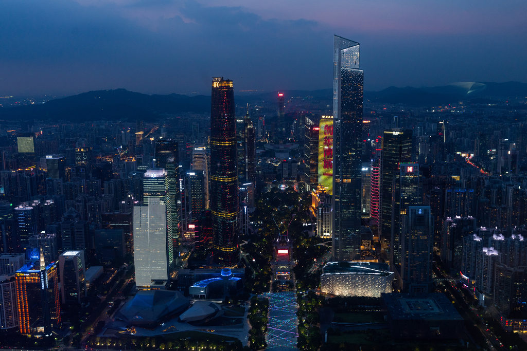 俯瞰广州城市夜景