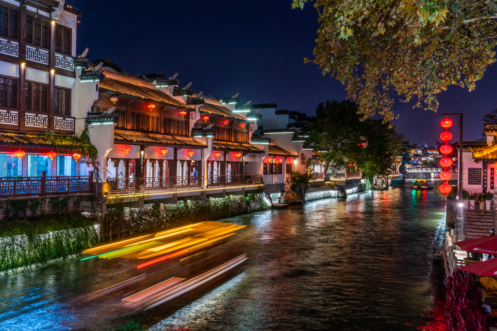 南京秦淮河风景区夜景图片