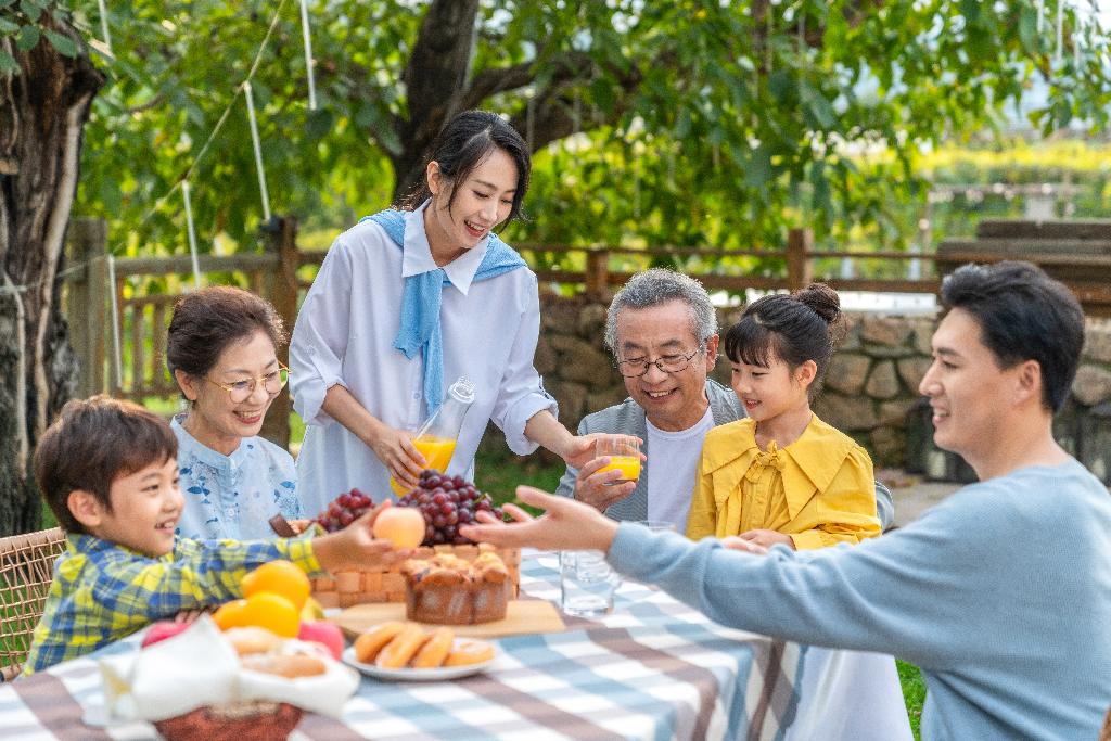 全家人在野餐图片