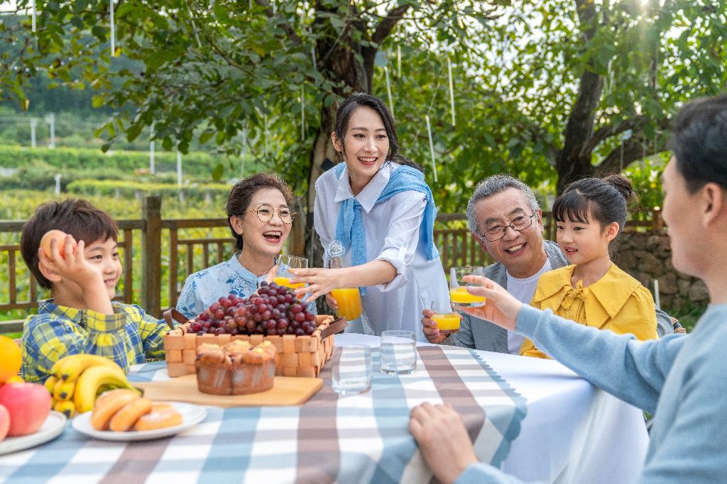 全家人在野餐图片