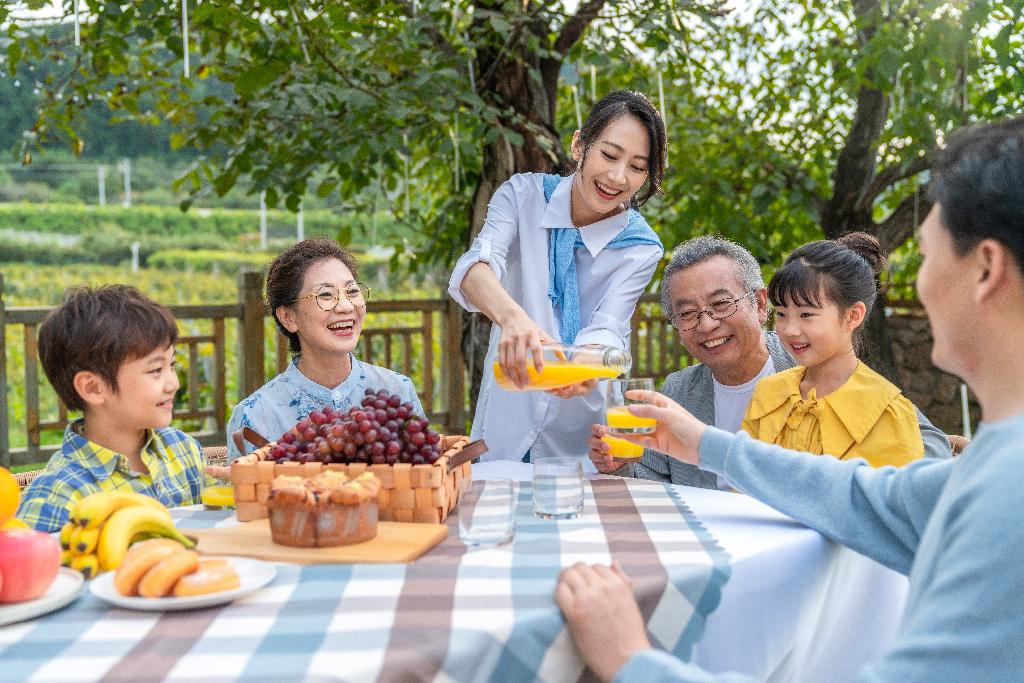 全家人在野餐图片