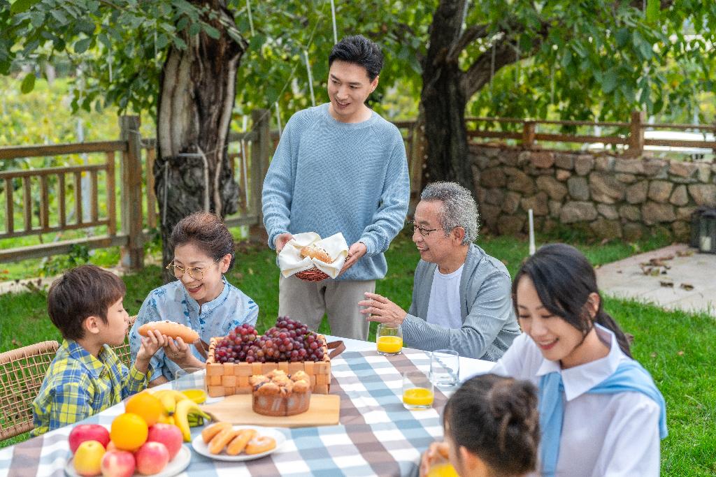 全家人在野餐图片