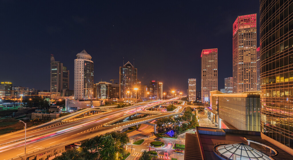 北京国贸桥夜景