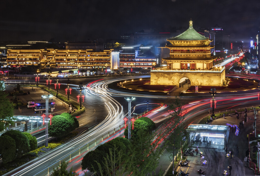 西安鼓楼夜景图片